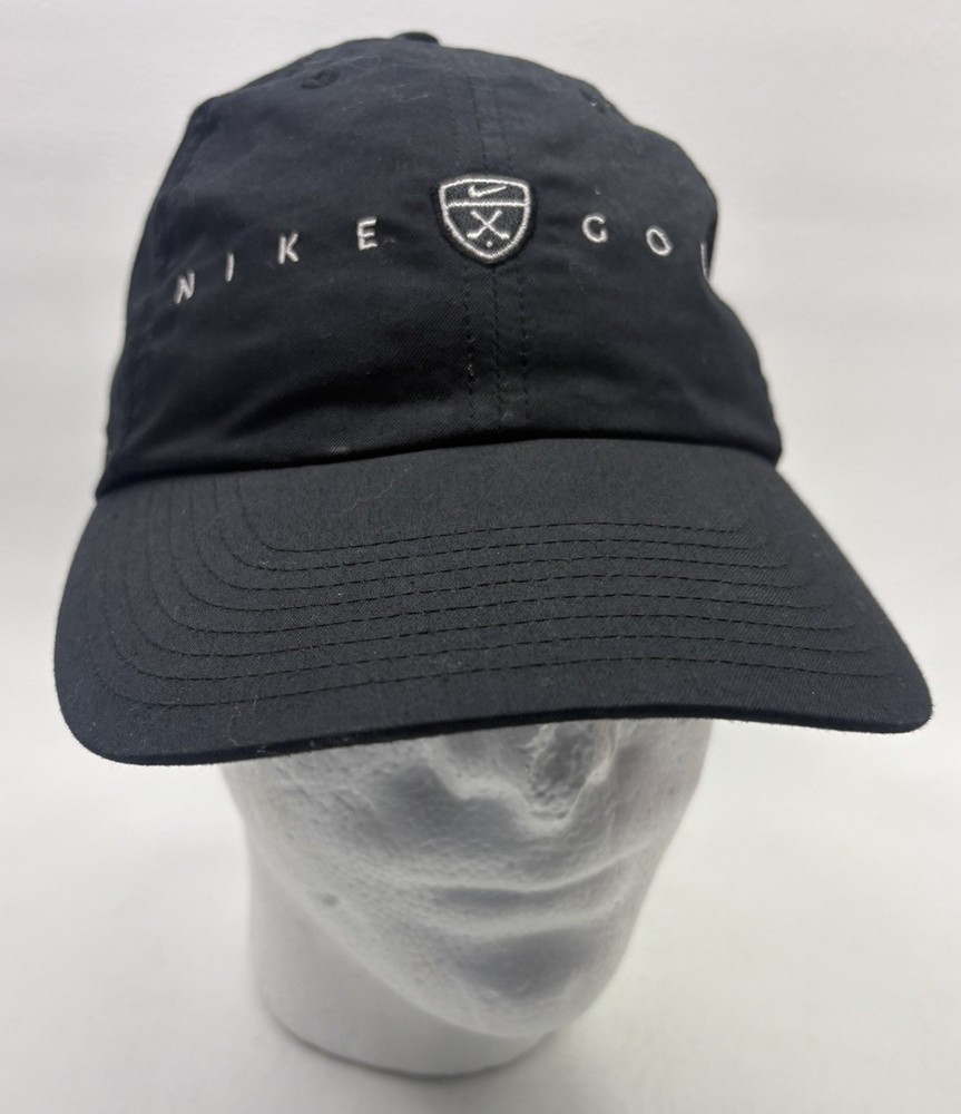 Nike Golf Black Adjustable Strap Hat Lightweight Golfing Cap Cotton Polyester