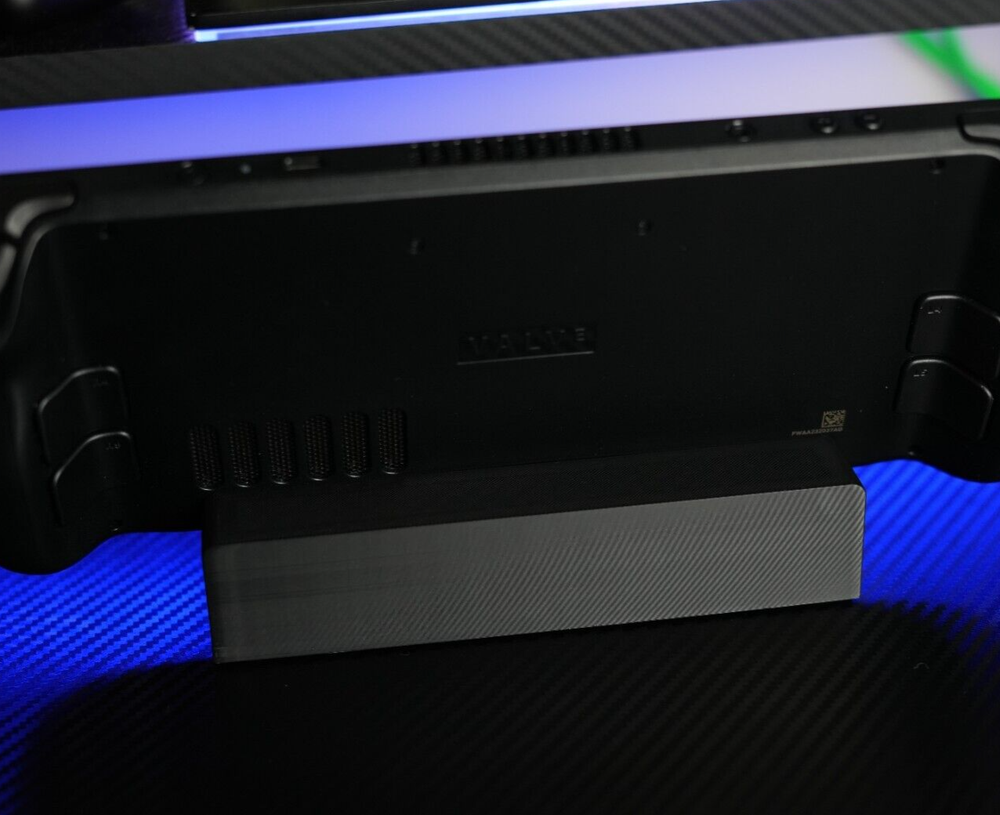 Steam Deck Desk Stand 3D Printed with Blue logo