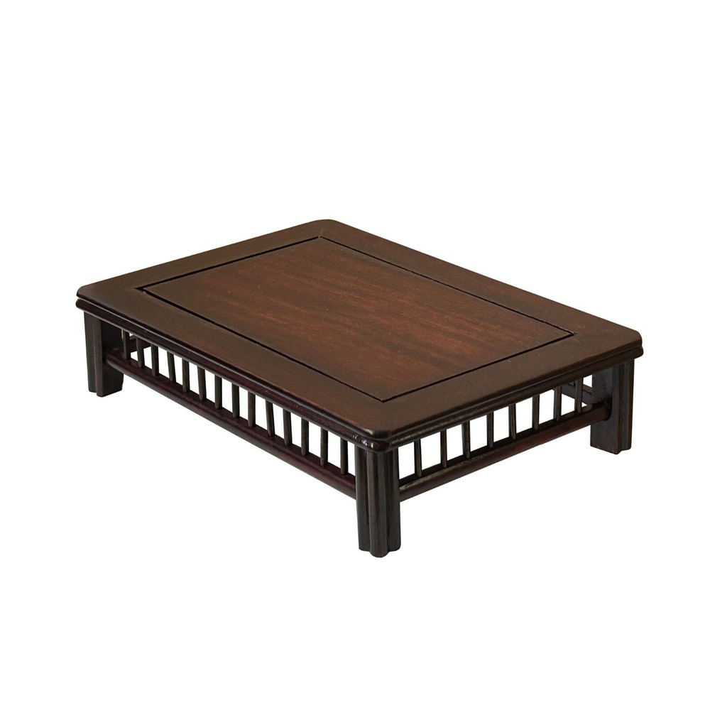 7" Brown Rectangular Simple Bar Pattern Wood Display Stand Riser st1014B