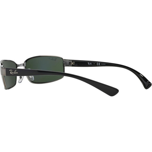 Ray-Ban RB3364 Metal Polarized Rectangular Gunmetal/Polarized Green