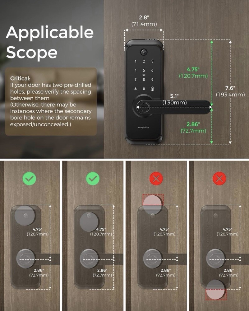 Brand New-WiFi Video Smart Lock with Camera & Handle