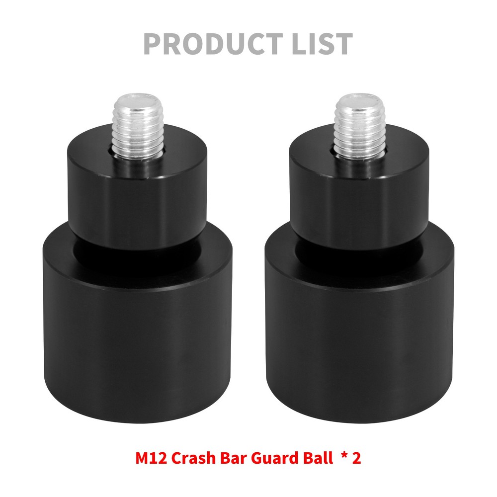 2x Engine Protective Guards Crashs Bars Black Protector M12 End Balls For Harley