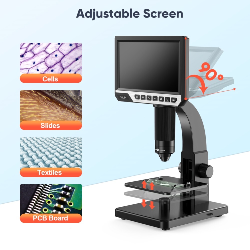 Elikliv 7'' LCD Digital Microscop 2000X Biological Microscope & Remote Control