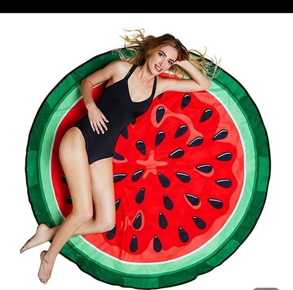 Bundle of 4 Fun Novelty THIN LIGHTWEIGHT Beach Blankets Pizza Pineapple