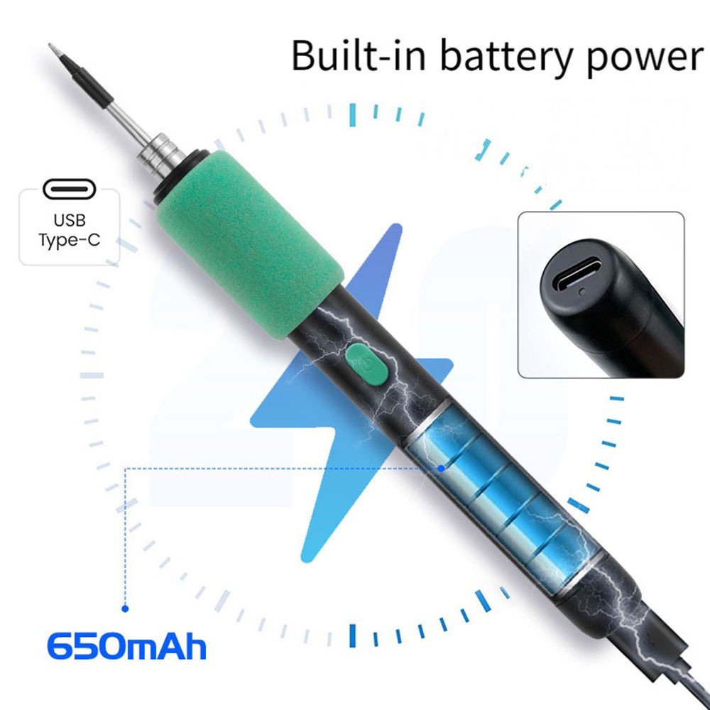 Portable Cordless Soldering Iron Kit with Replaceable Tip for Circuit Board Repa