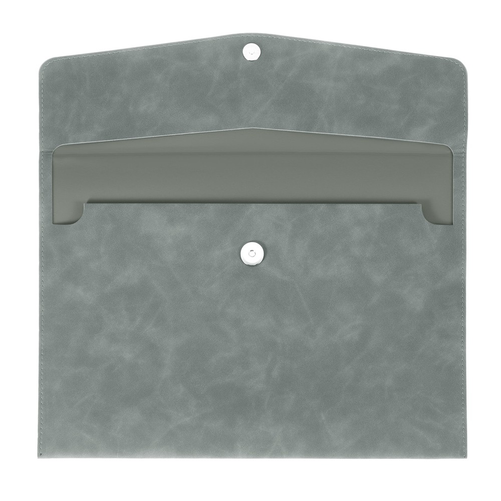PU Leather File Folders, Folder File Document with Button Closure(Light Grey)