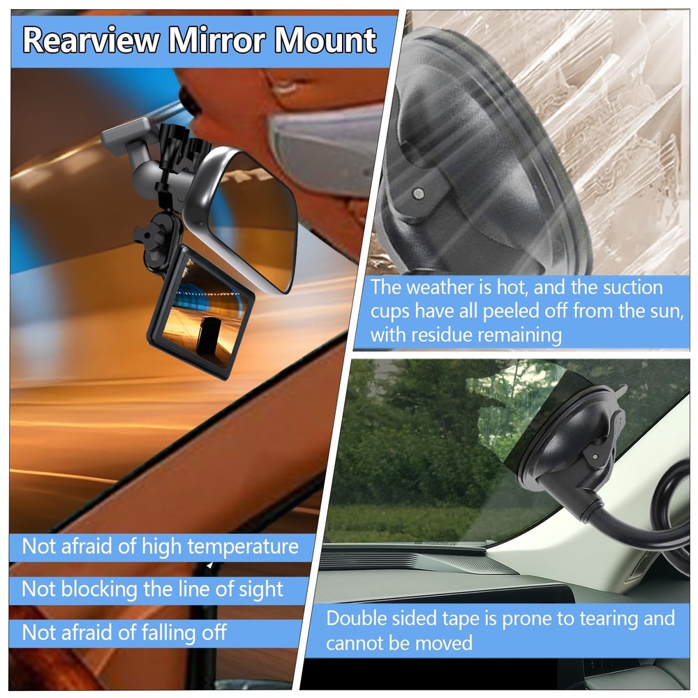 Dash Cam Mount, Rearview Mirror Bracket Installation Kit, for Rove Black