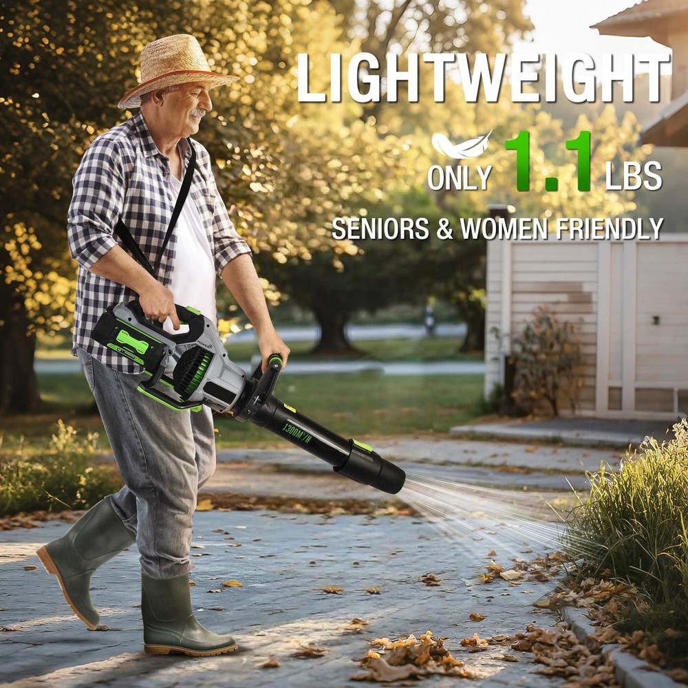 Ergonomic Leaf Blower Handle 2.0 – Lightweight Back-Saving Grip with Green