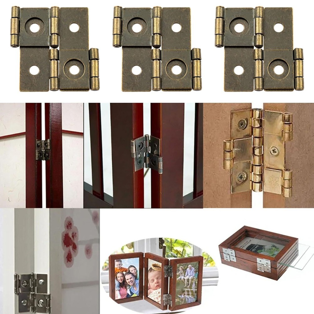Bronze Double Folding Screen Hinges 360 Degree Rotation 8 Pack Iron Screws
