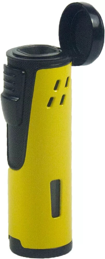Quad Flame Cigar Torch Lighter with Cigar Punch Cutter Red Flame Adjustable