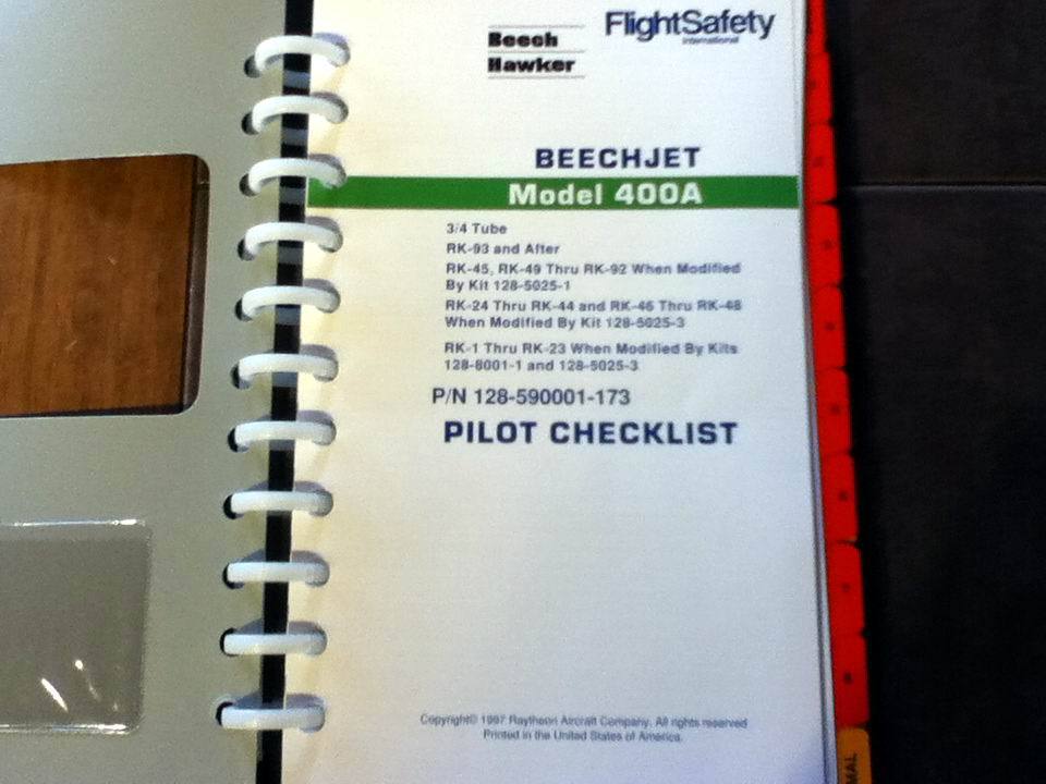 Raytheon Beech Hawker Beechjet Model 400A Pilot Checklist