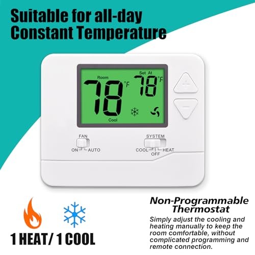 Non-Programmable Thermostat for House, Digital Energy-Saving Green Backlight