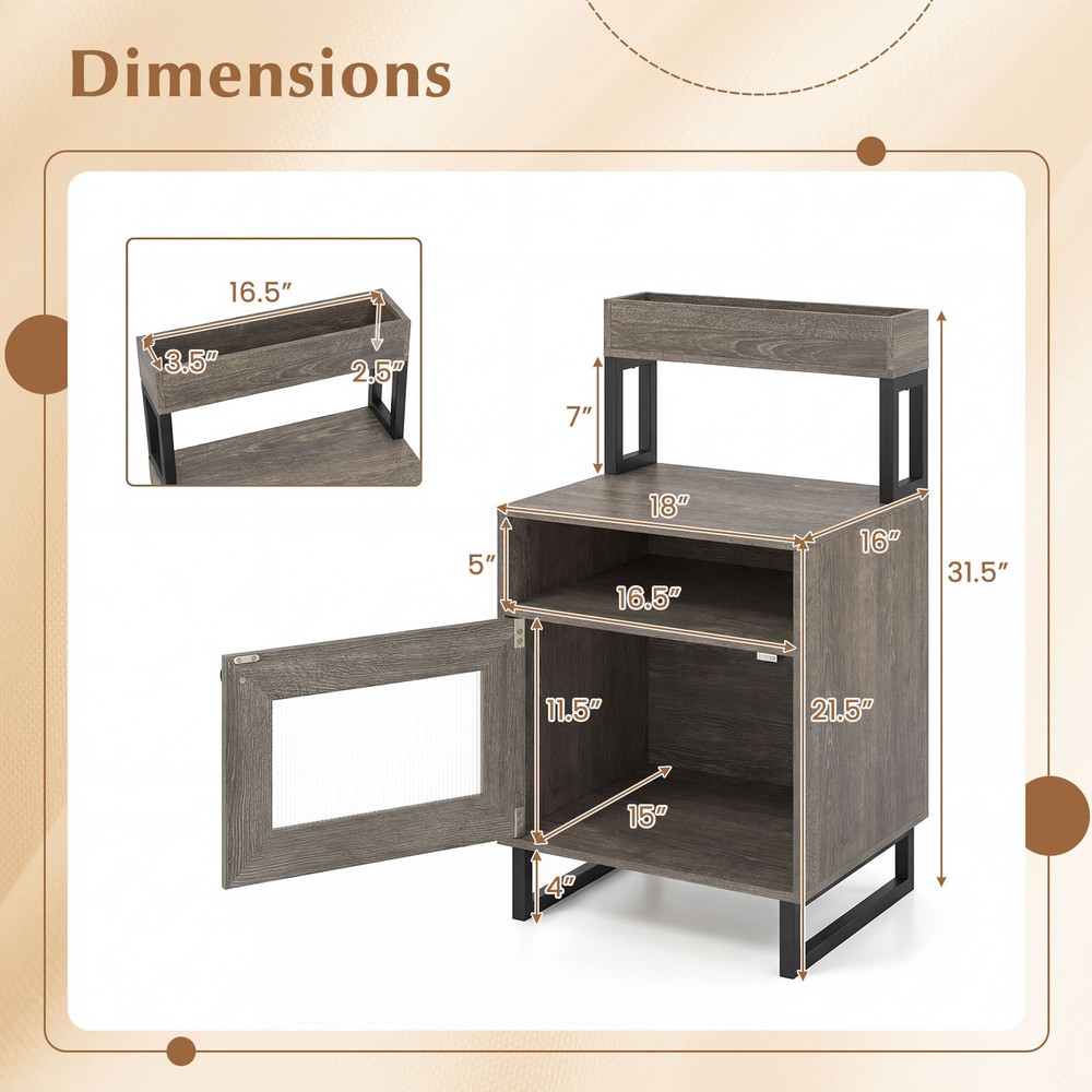 Nightstand with LED Lights, Modern End Table with Top Tray, Open Compartment
