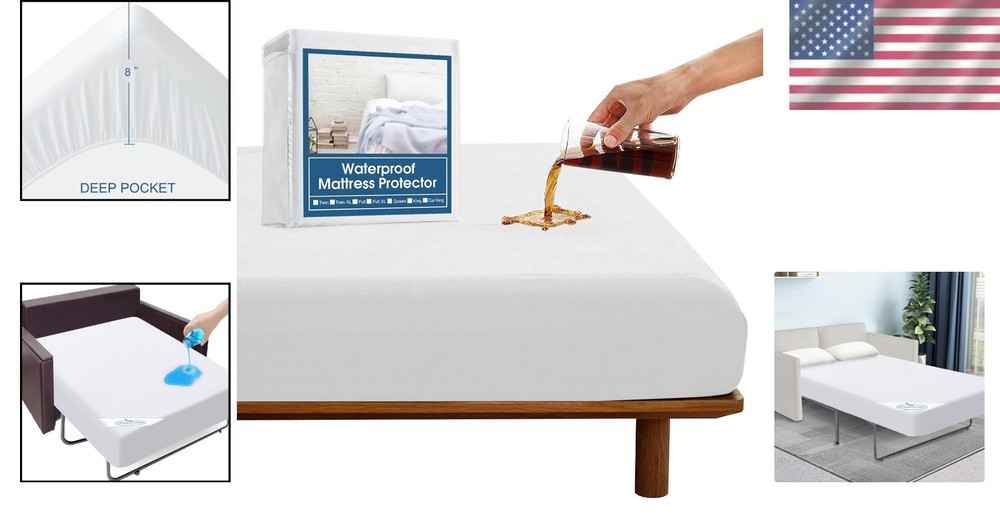 Queen Sofa Bed Mattress Protector Pad - Noiseless & Machine Washable Comfort