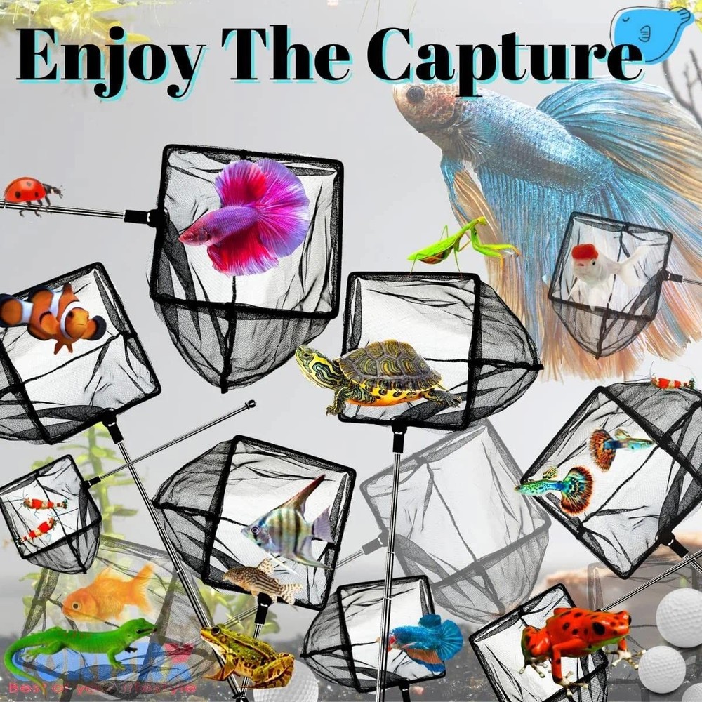 Aquarium Betta Fish Net Protect Delicate Fin, Soft Fine Deep Mesh Scooper w/S...