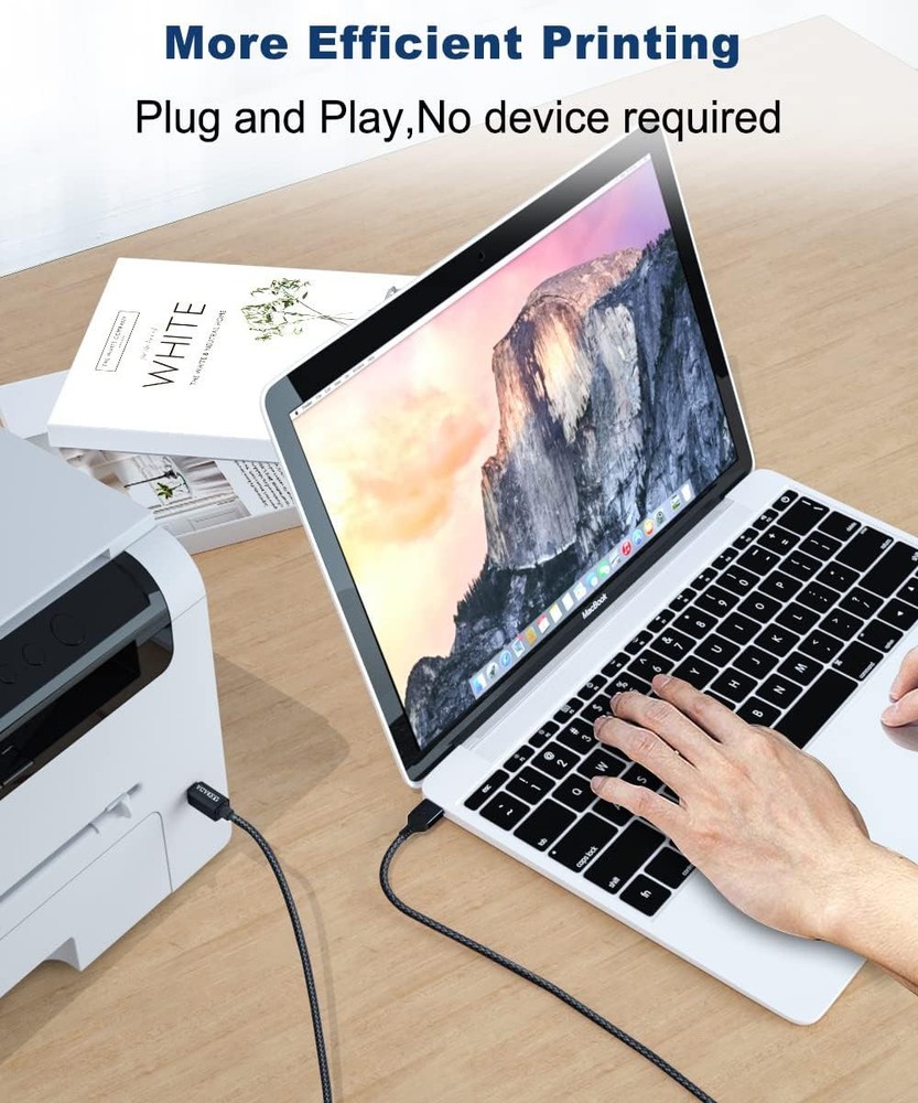 AkoaDa USB 2.0 Printer Cable 20FT, Type A Male to B 20 feet, BLack