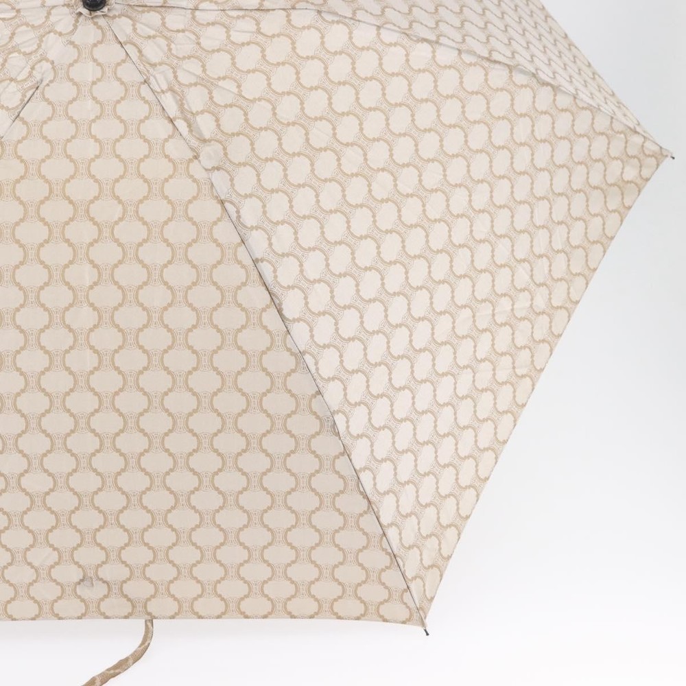 CELINE Macadam Canvas Folding Umbrella Nylon Beige Auth am10997A