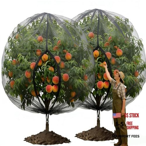 Fruit Tree Netting with Drawstring Zipper, 2 Pack Garden 2 Pack-8 x 8FT(Black)
