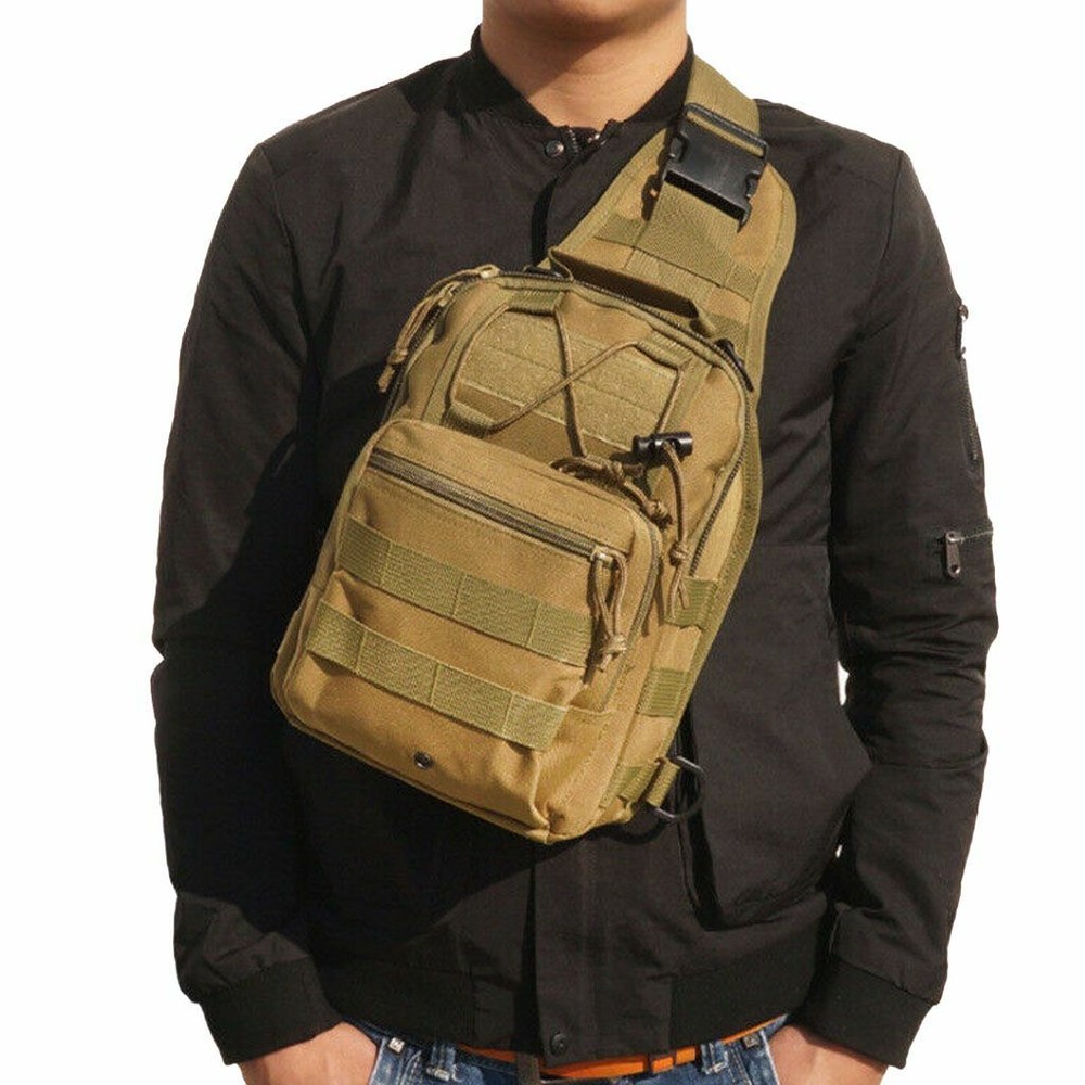 Mens Backpack Molle Tactical Sling Chest Bag Assault Pack Messenger Shoulder Bag