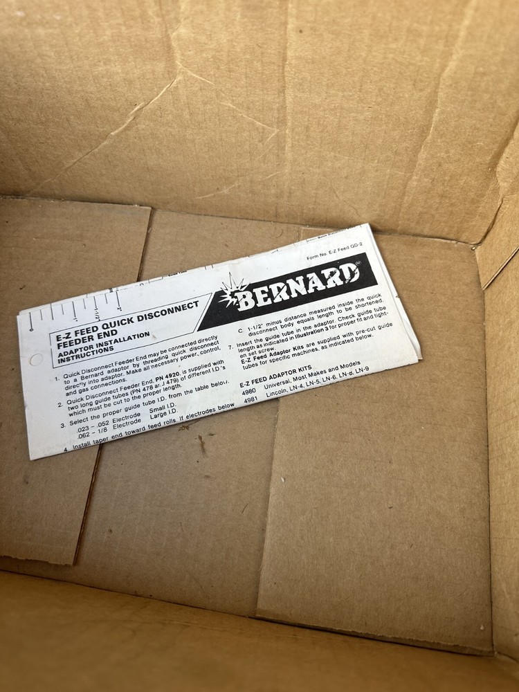 Bernard E-Z FEED QUICK DISCONNECT FEEDER END