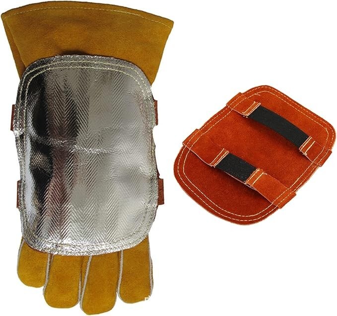 Hand Heat Shield, Welding Hand Pad, Split Cowhide Leather Aluminized Back Weldin