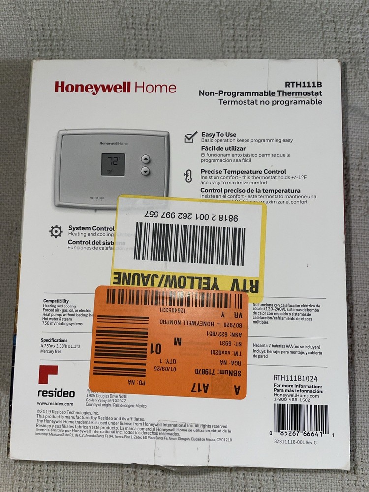 Honeywell Home Thermostat RTH111B Non-Programmable