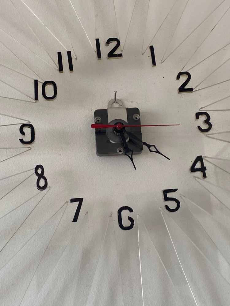 Large Vintage Lucite Starburst Wall Clock