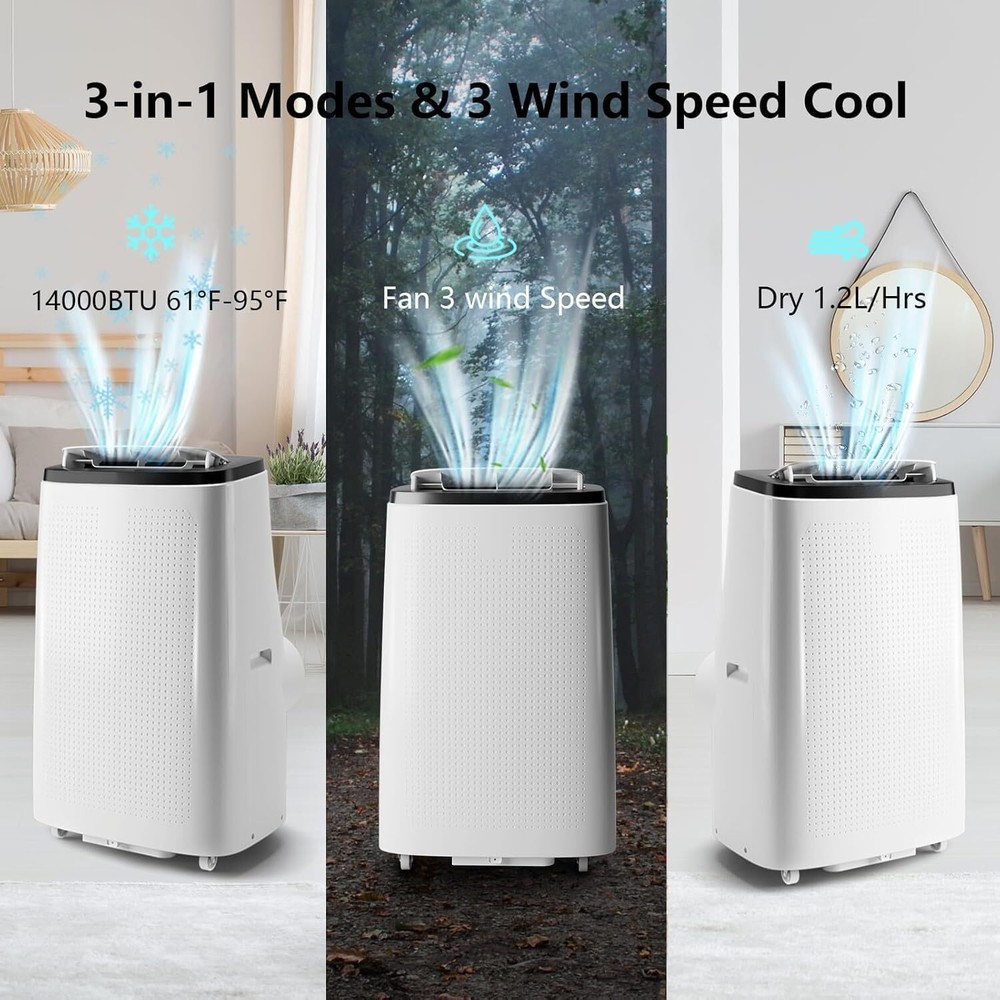 🔜➕✔️14000 BTU Portable Air Conditioners 3-In-1 Unit Fast Cooling Remote Control