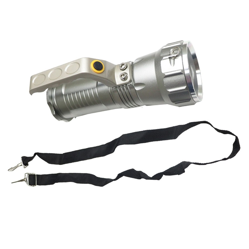 Hunt-Down 600 Lumens Silver Flashlight with Handle, Zoom Adjustable