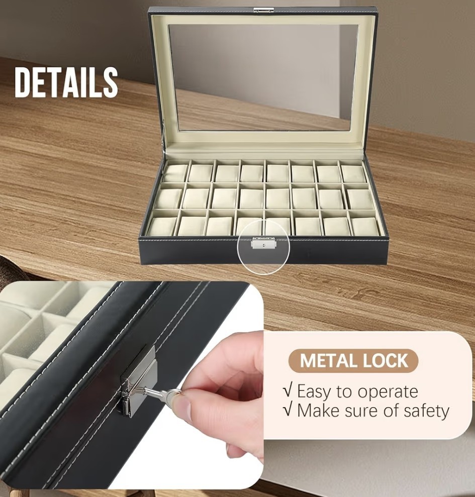 24 Slots Watch Box | Watch Case Display.