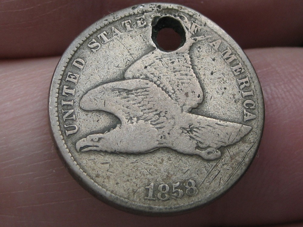 1858 Flying Eagle Penny One Cent- Small Letters, Fine/VF Details
