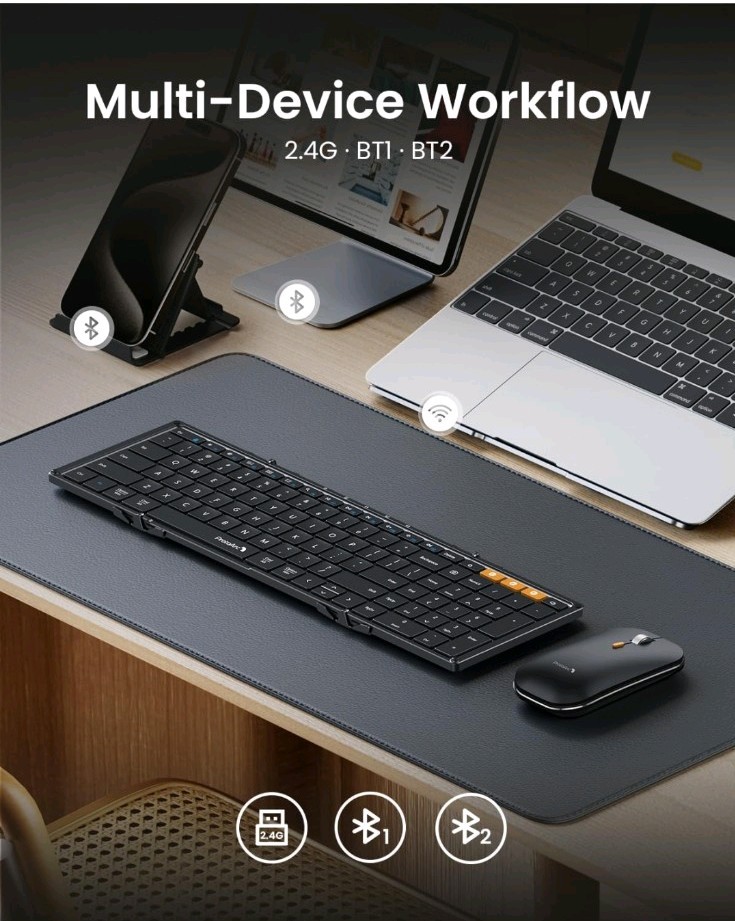 ProtoArc XKM01 Foldable Wireless Keyboard and Mouse Combo Portable Set