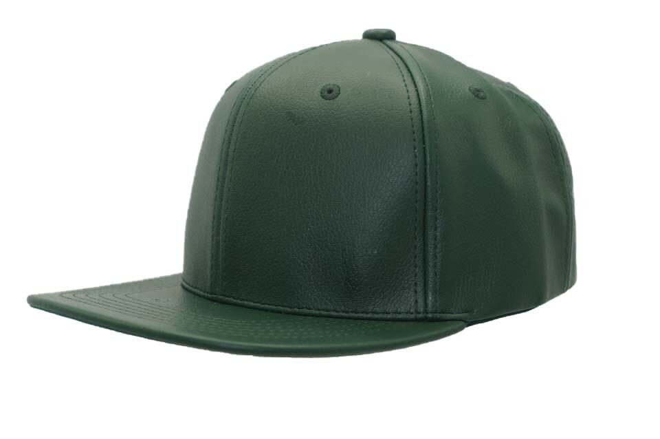 Leather Snapback Hat Hip Hop Baseball Cap Trucker Mesh Solid Plain Flat Brim