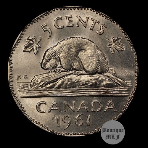 1961 Canada 5¢ cent MINT uncirculated coin from roll