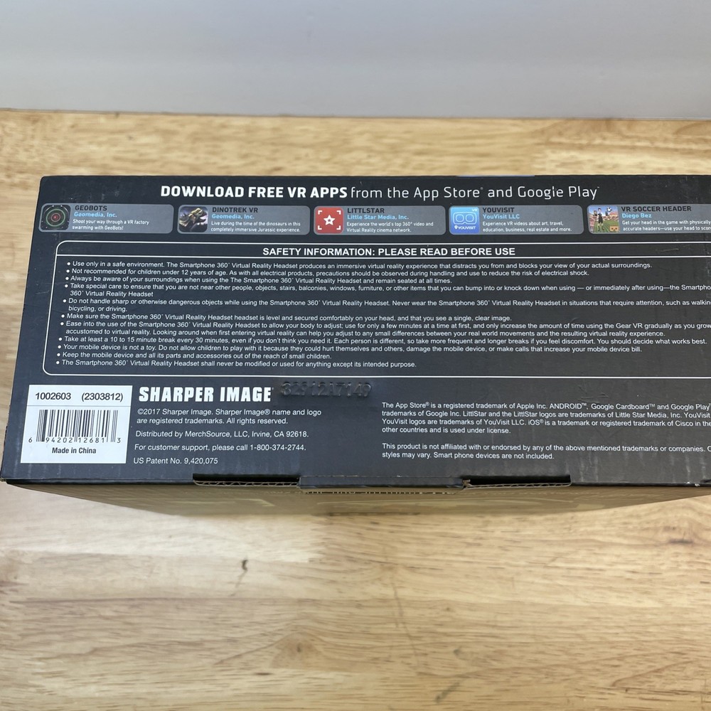 Sharper Image Smartphone 360 Degrees Virtual Reality Headset Transform Reality