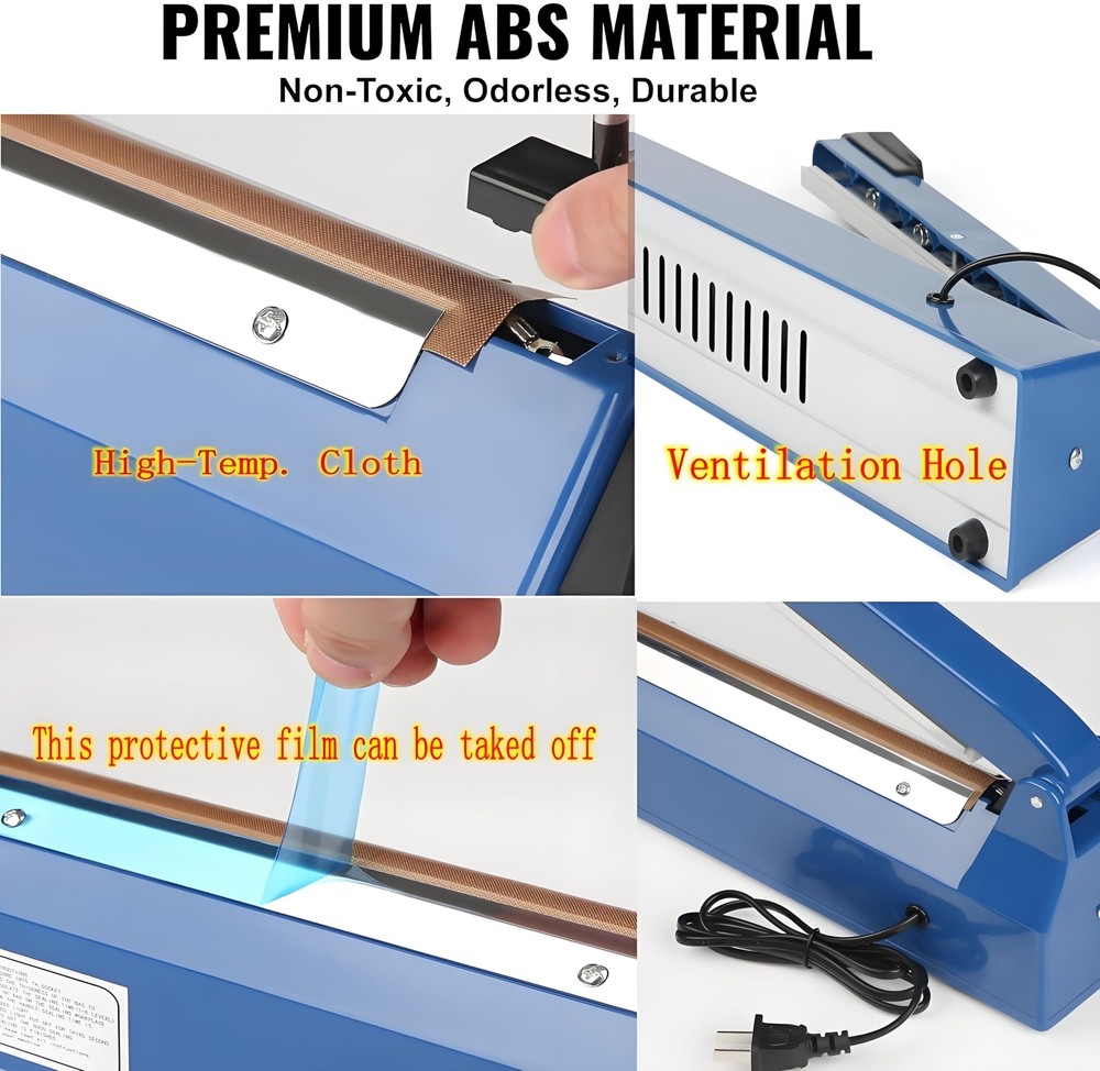 Impulse Sealer 16 inch Manual Heat Sealer Machine with Adjustable Heating Mod...