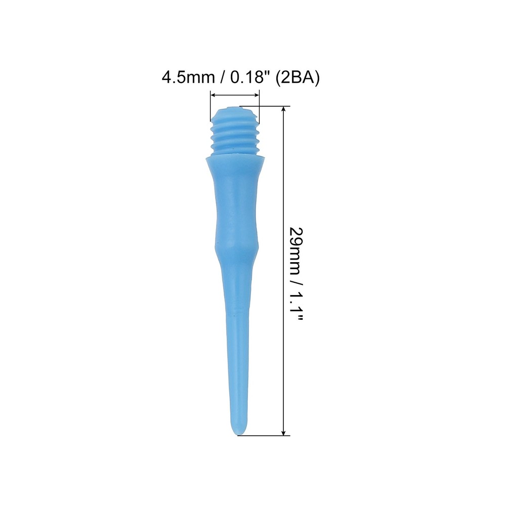 60Pcs 2BA Thread Plastic Soft Dart Tips Replacement Dart Accessories, Sky Blue