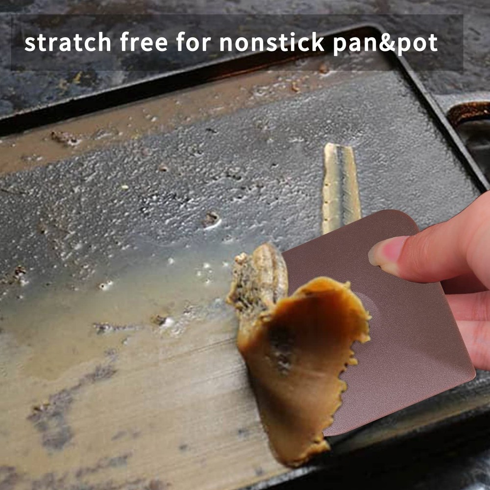 Plastic Pan Scraper Set Non Scratch Kitchen Tool Cast Iron Cleaner Brown