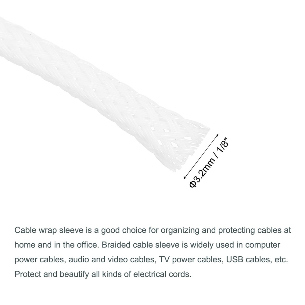 Expandable Sleeving 1/8-inch 100ft Cable Sleeve White
