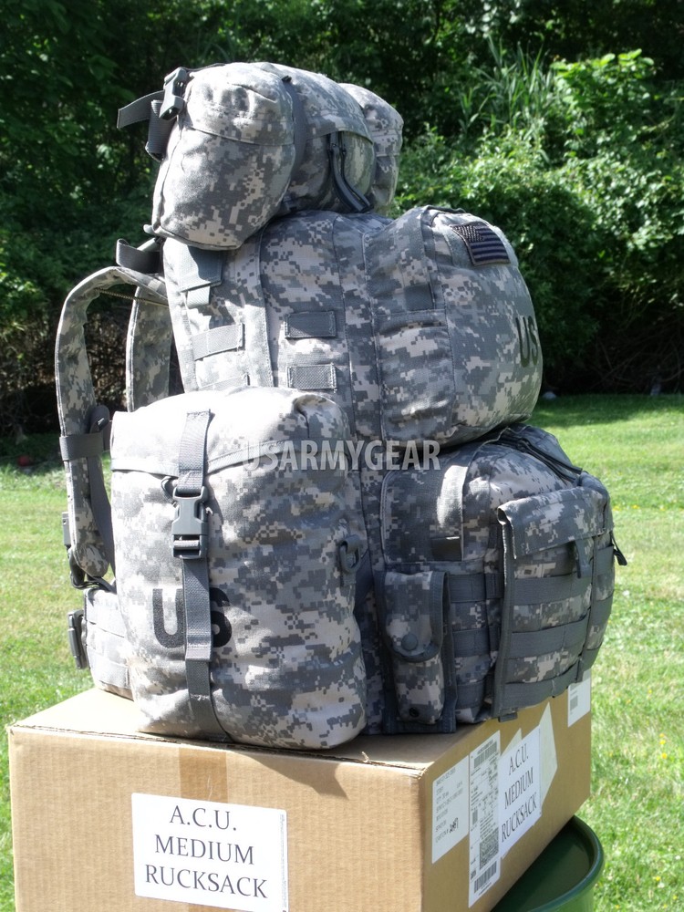 NEW Fully Loaded Molle ACU GI Medium Rucksack Military Backpack Hydration System