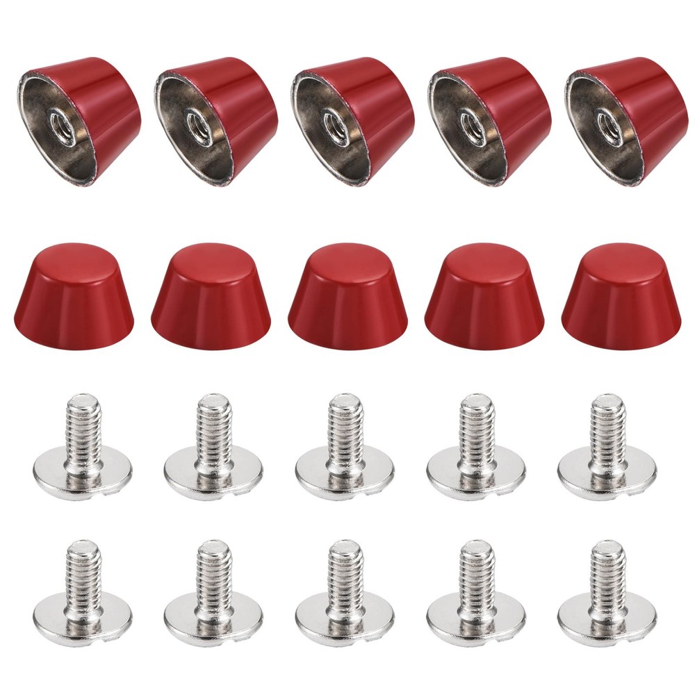 12x7mm Rivet Studs Screw Back Flat Cable Feet Stud Red Tip 10pcs