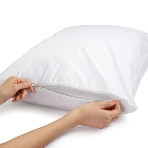 100% Cotton Hypoallergenic Pillow Protector Case - White Body