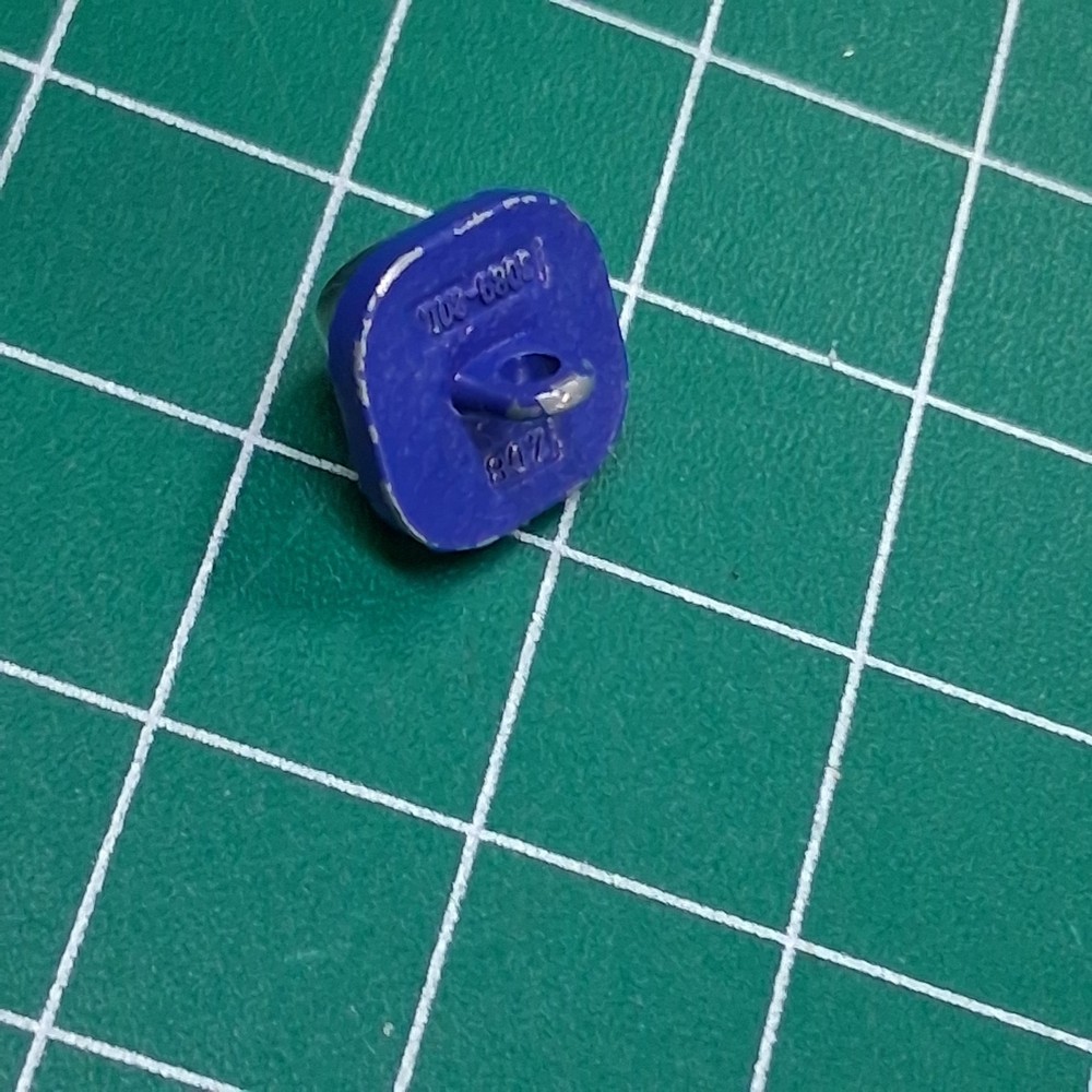 ZDB Square Transparent Glittery Blue Textured Plastic Bead Metal Accent Button