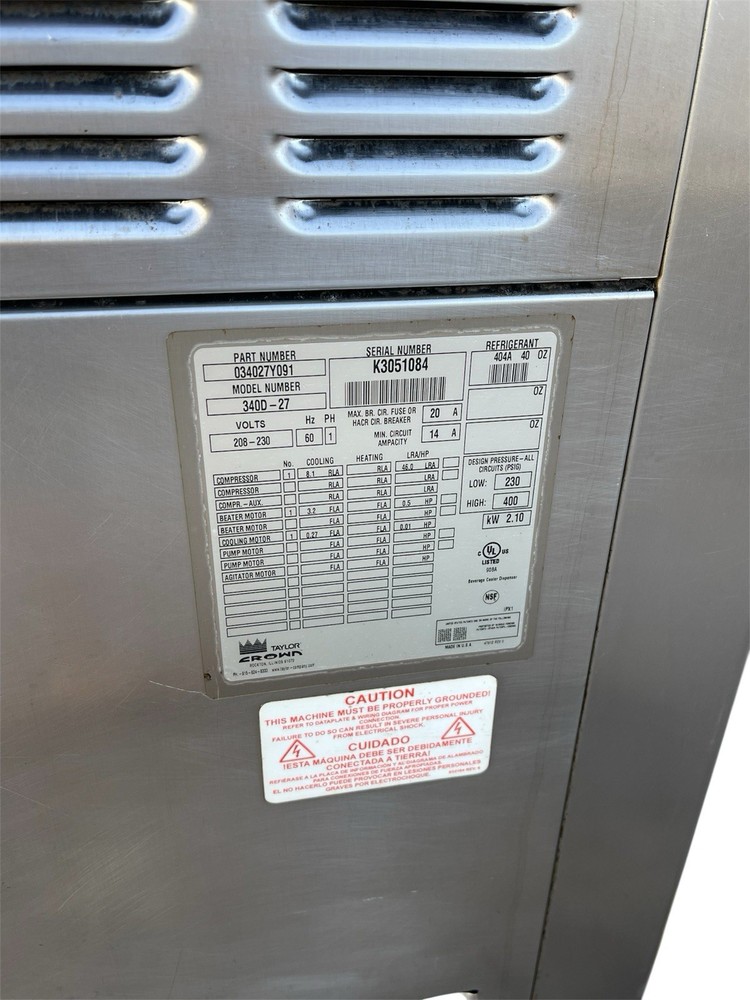 Taylor 340-27, Single Phase, Water cooled