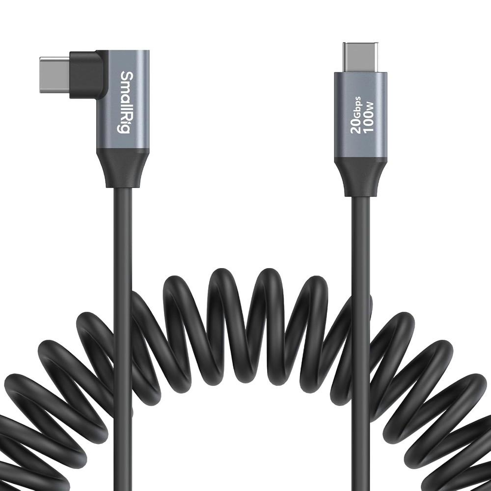 SMALLRIG USB C to C Coiled Data Cable (Straight Angled), 1.15FT-3.28FT