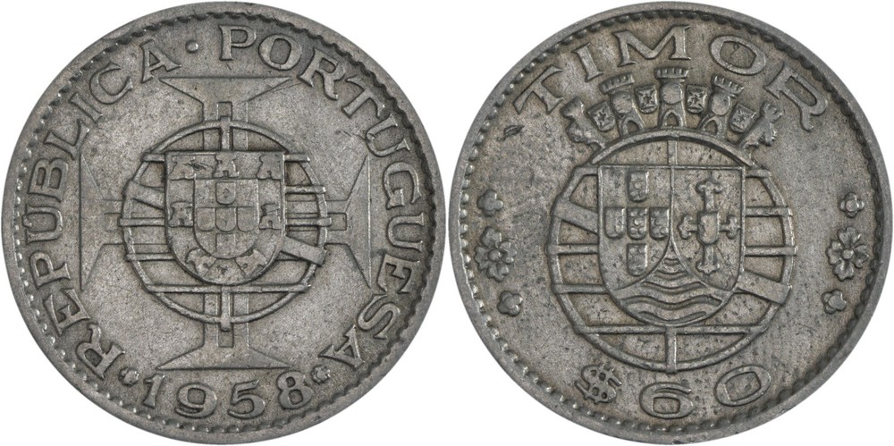Timor: 60 Centavos Nickel Brass 1958 - VF