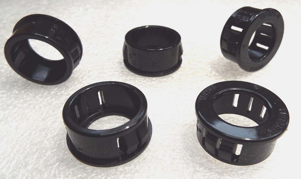x100 7/8" HEYCO SB-875-9 #2120 SNAP BUSHING BLACK NYLON PLASTIC CABLE PROTECTOR