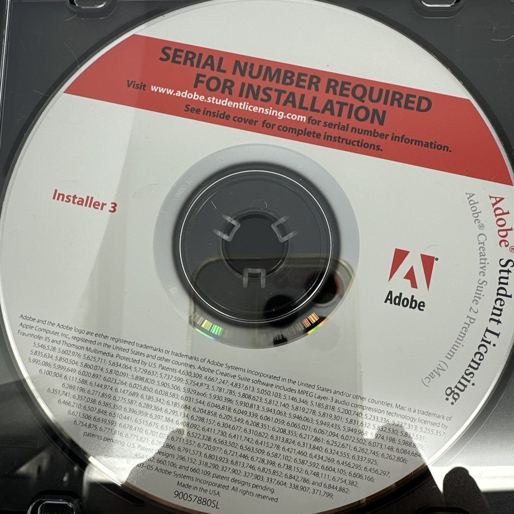 Adobe Creative Suite 2 Premium Mac Student Licensing Disc Set Only VG