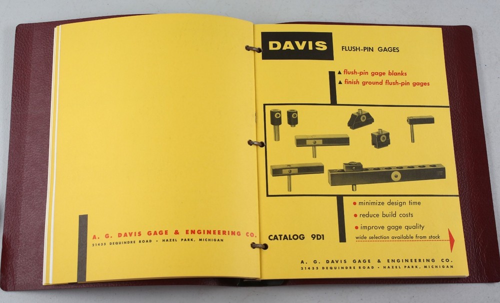 Vintage Davis Gage Components Catalogs Binder Process Design Engineering