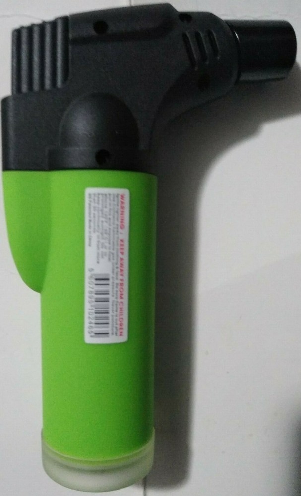 Torch Refillable Windproof Jet Lighter Color Green Size 4 inches